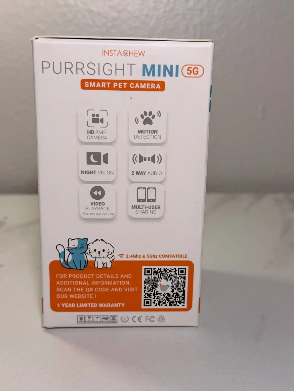 Instachew Purrsight Mini 5G Smart Pet Camera - White